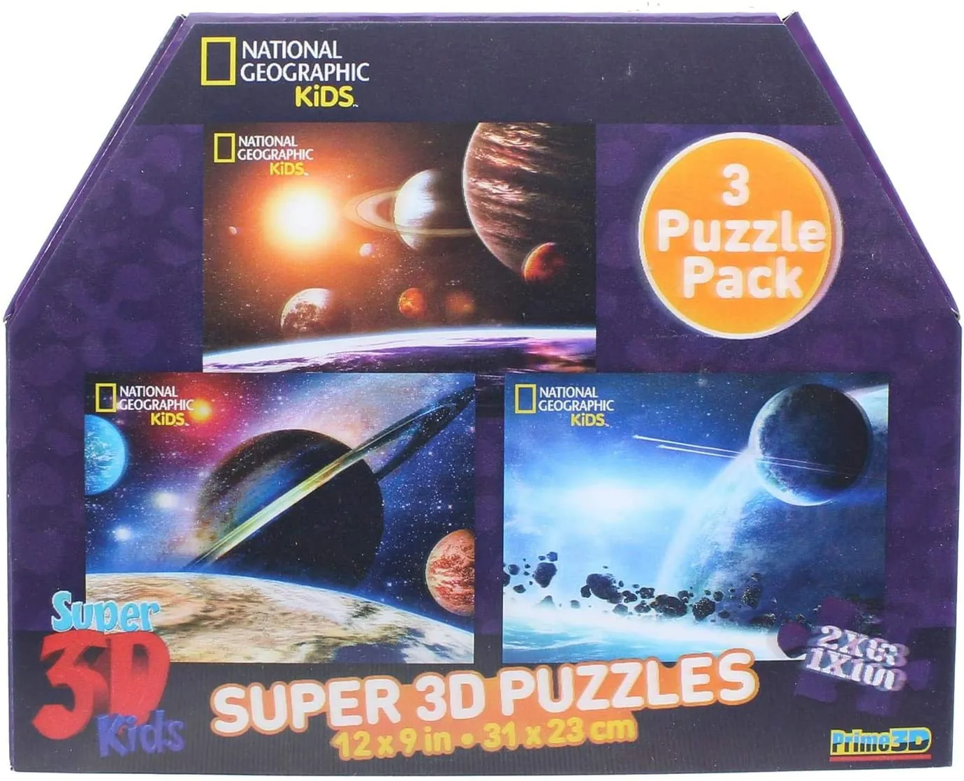 3 Puzzle Pack National Geographic Super 3D Puzzles: Dinosaurs, Solar System (1Pcs)