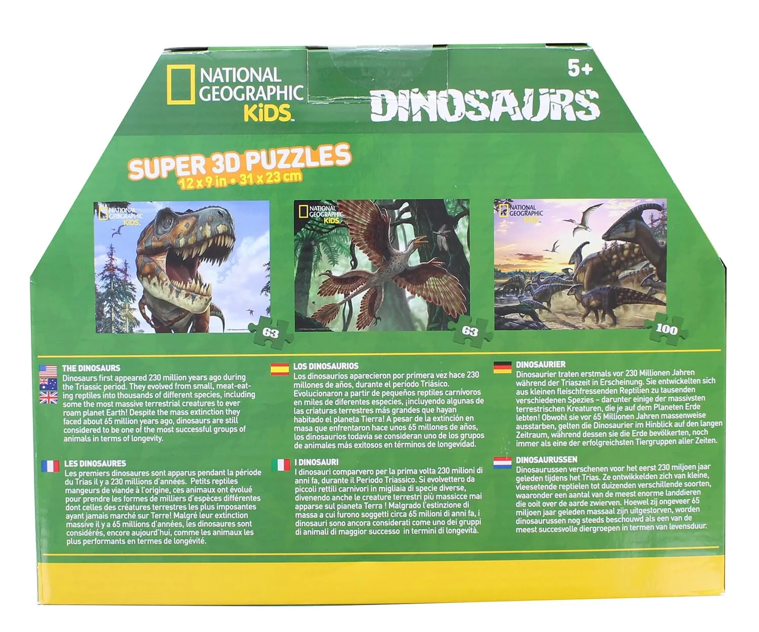 3 Puzzle Pack National Geographic Super 3D Puzzles: Dinosaurs, Solar System (1Pcs)