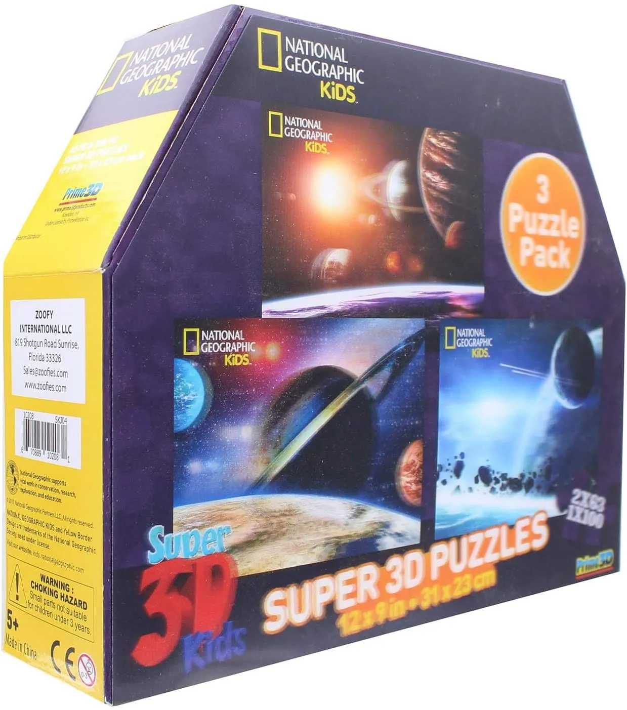 3 Puzzle Pack National Geographic Super 3D Puzzles: Dinosaurs, Solar System (1Pcs)