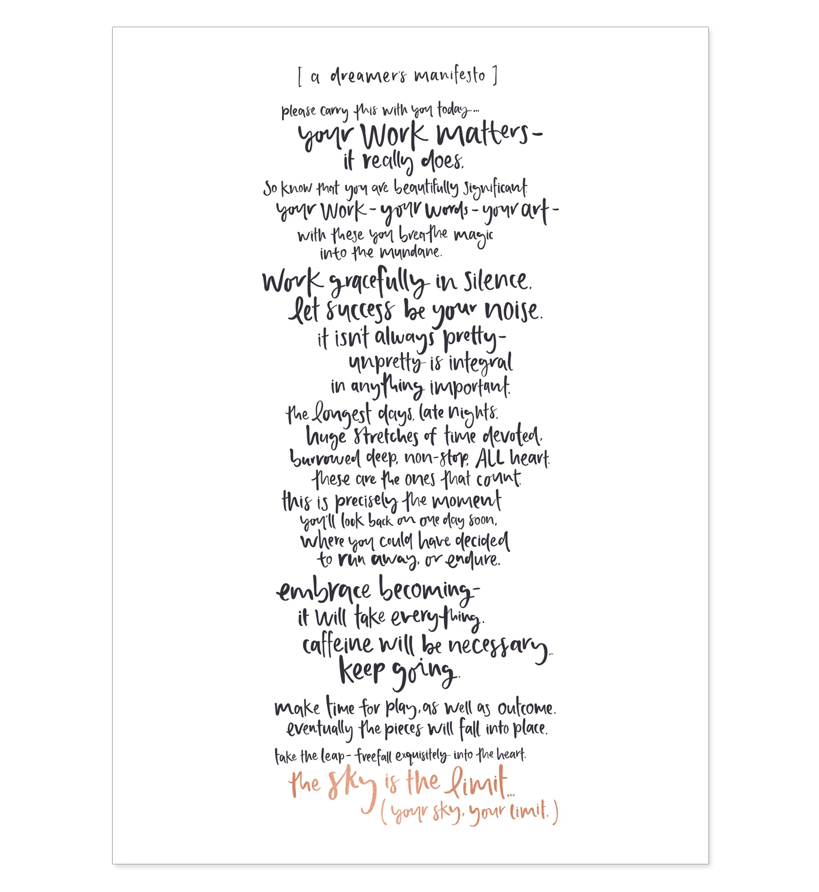 A DREAMER'S MANIFESTO // ROSE FOILED A3 ART PRINT