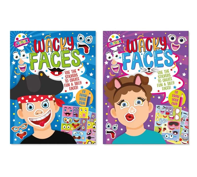 A4 Funny Faces Sticker Book - Assorted Boys Girls Kids Activity Fun