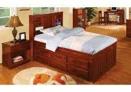 Addison Captains Bed with Bookcase Headboard and Six Drawers