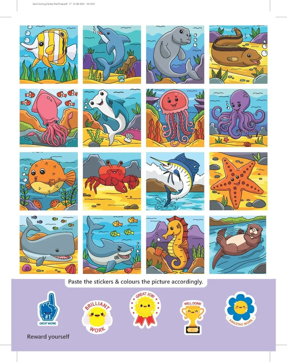 Dreamland Publications Ocean- It's Colour Time With Stickers