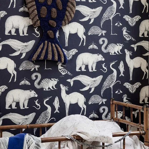 Ferm Living Kids Katie Scott Wallpaper - Animals - Blue