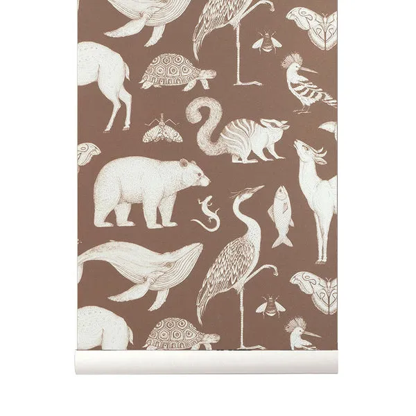 Ferm Living Kids Katie Scott Wallpaper - Animals - Toffee