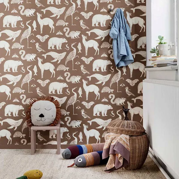 Ferm Living Kids Katie Scott Wallpaper - Animals - Toffee