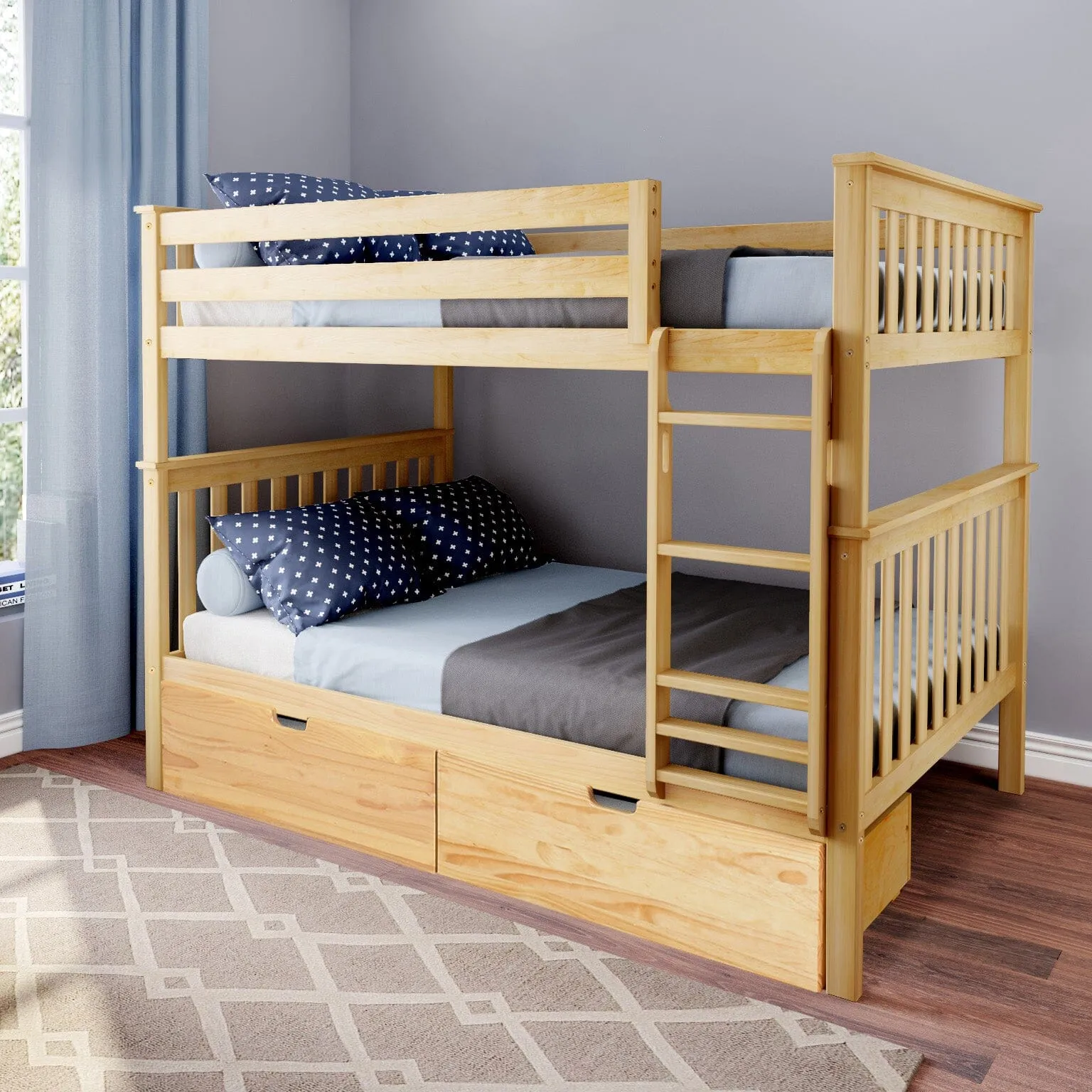 Full Over Full Bunk Bed With Storage Drawers