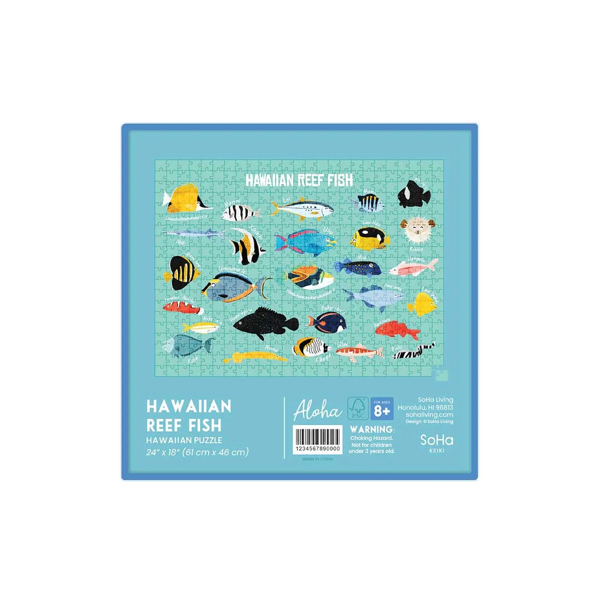 Hawaiian Reef Fish Rectangle Puzzle, 500pcs