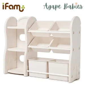 IFAM Design Storage Rack & Bookshelf (2 Large 4 Small Baskets) - Beige