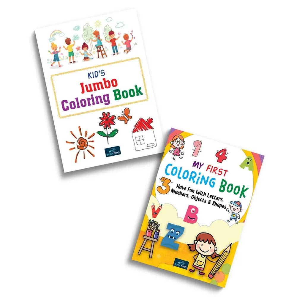 Jumbo Coloring Book For Kids, My First Coloring Book With 64 Pages ( Set of 2 ) - Fun, Educational, Colorful Imagery, Engaging Activities, and Hours of Entertainment