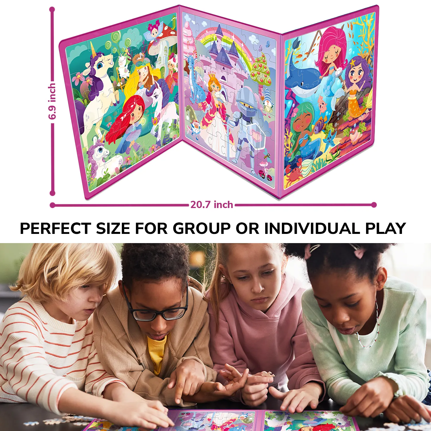 Magnetic Book 3x36 Pcs Puzzles for Kids | Princess, Unicorns & Mermaids