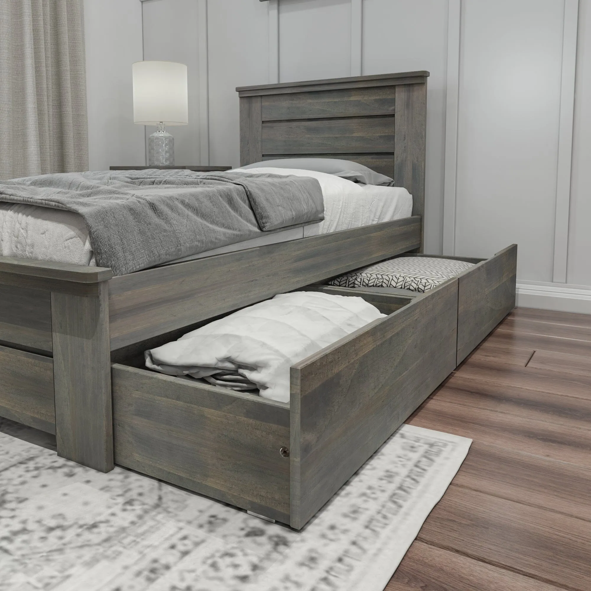 Modern Farmhouse Twin Panel Bed With Storage Drawers