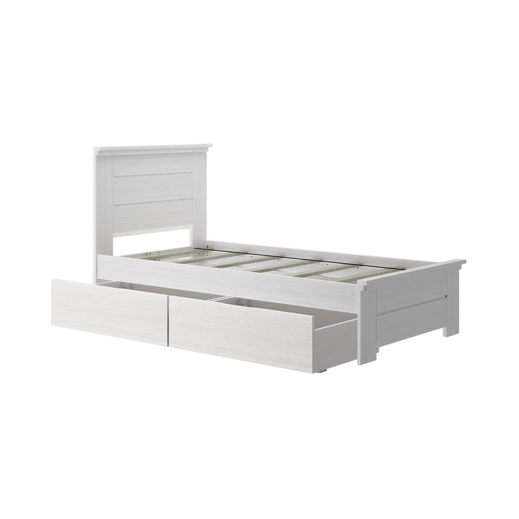 Modern Farmhouse Twin Panel Bed With Storage Drawers