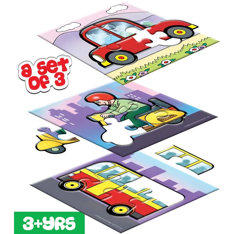 On Road - A Set of 3 First Puzzles - 4, 5 & 6 Pieces