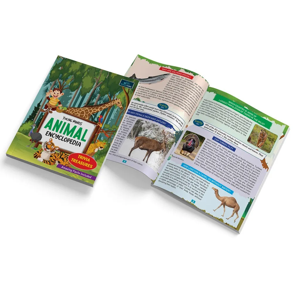 Young Minds Encyclopedia - Set of 3 - Animals , General Knowledge , and Space Encyclopedia For Kids