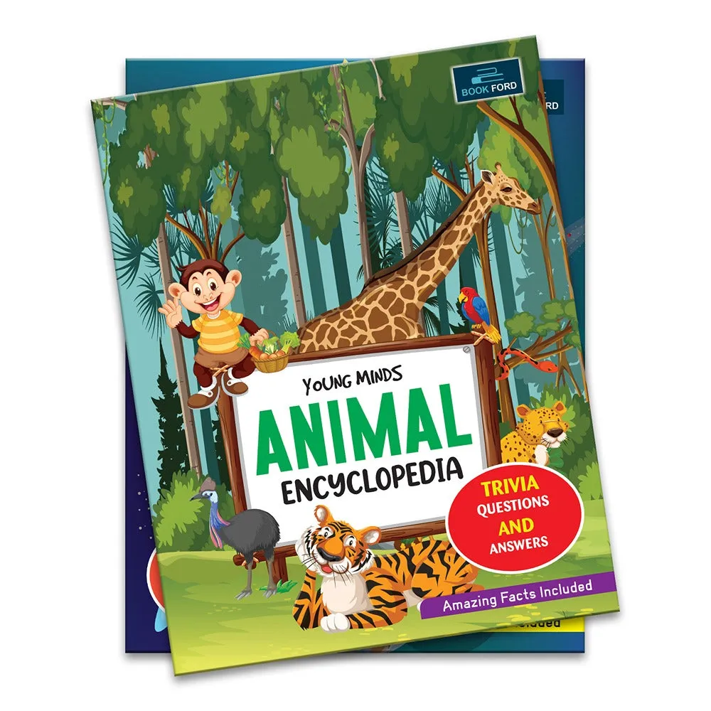 Young Minds Encyclopedia - Set of 3 Books - Animals , General Knowledge , and Human Body Encyclopedia For Kids