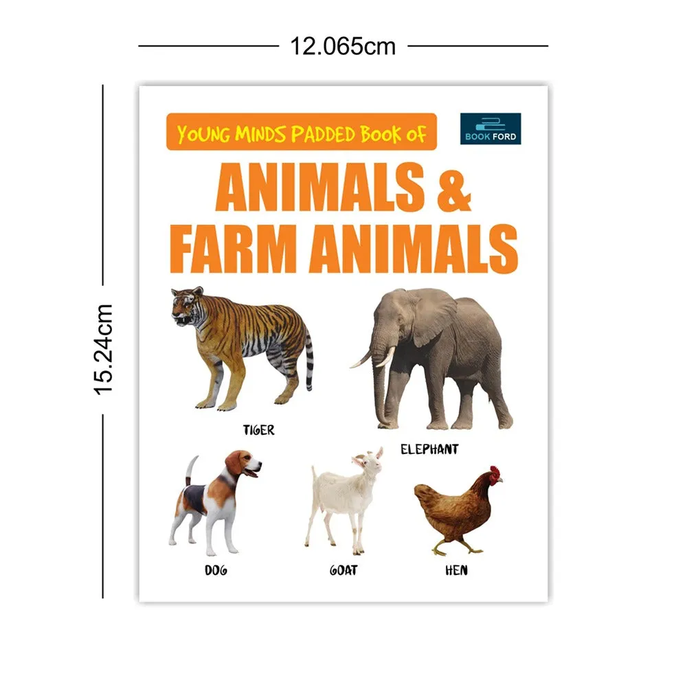 Young Minds Padded Book For Kids - Set Of 3 Books - Animals & Farm Animals, All In One, And 100 Wordsboard Book